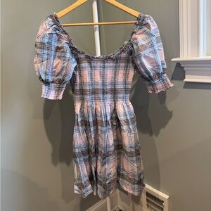 Plaid Puff Sleeve Dress